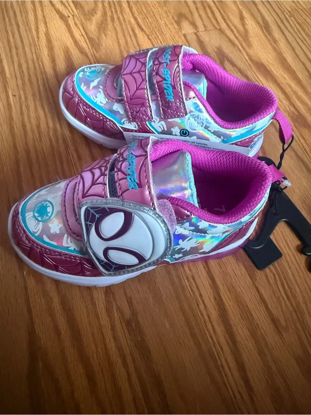 Marvel Kids Pink and Silver Spider-Web Light-Up Sneakers